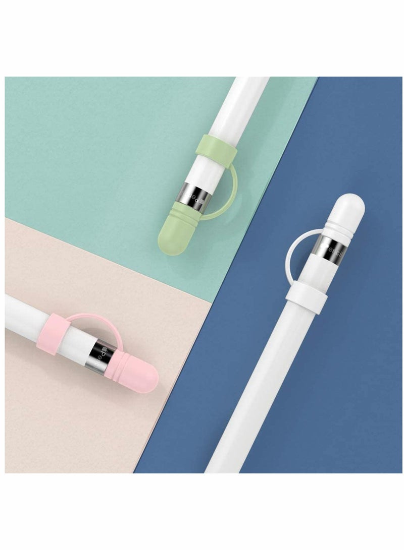 SYOSI Cap Cover Replacement For Apple Pencil 1st Generation Cap Holder Anti Lost Strap Silicone Protective Cap Cover Silicone Protective Accessories For Apple Pencil 3 Pack White Pink Green - Image 5