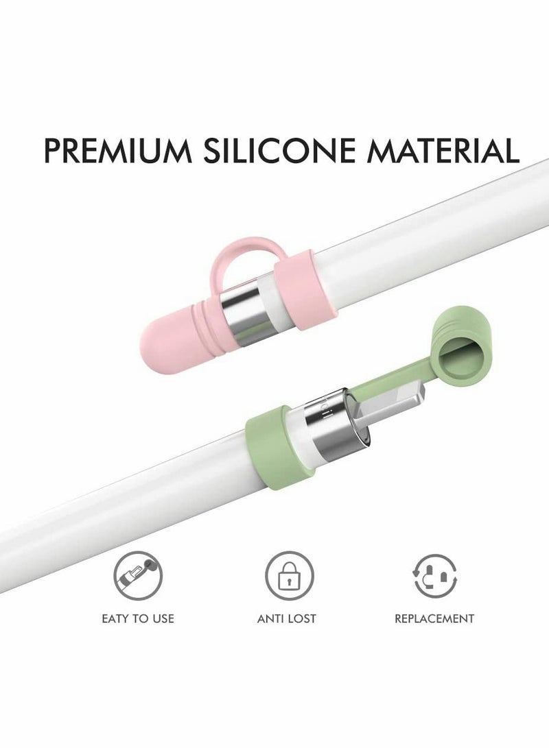 SYOSI Cap Cover Replacement For Apple Pencil 1st Generation Cap Holder Anti Lost Strap Silicone Protective Cap Cover Silicone Protective Accessories For Apple Pencil 3 Pack White Pink Green - Image 4