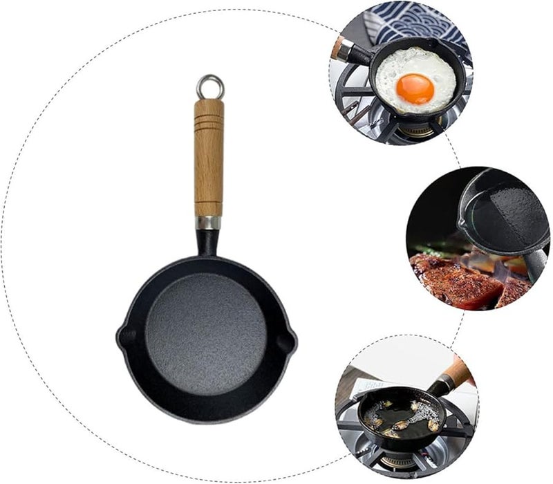 مقلاة حديدية صغيرة مقاس 6 بوصات مقاومة للحرارة لطهي البيض مع مقبض مريح - Image 4