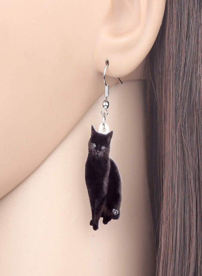 Bonsny Drop Dangle Sweet Black Cats Earrings Gift Pets Pattern Fashion Jewelry For Women - Image 2