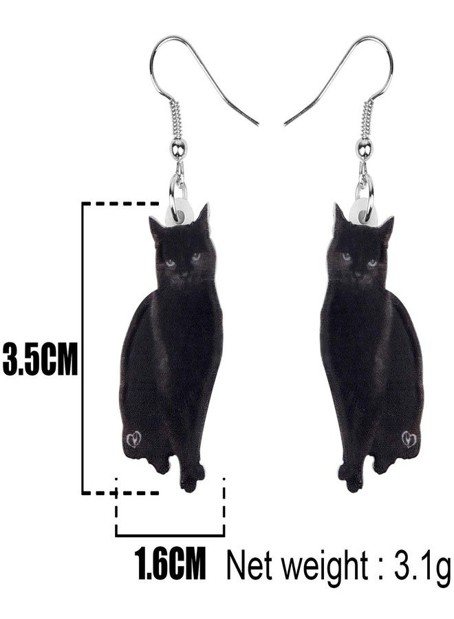 Bonsny Drop Dangle Sweet Black Cats Earrings Gift Pets Pattern Fashion Jewelry For Women - Image 5