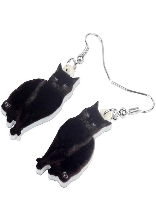 Bonsny Drop Dangle Sweet Black Cats Earrings Gift Pets Pattern Fashion Jewelry For Women - Image 3