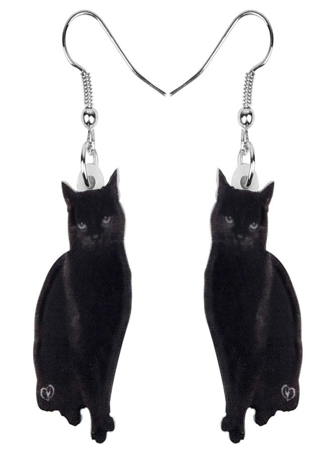 Bonsny Drop Dangle Sweet Black Cats Earrings Gift Pets Pattern Fashion Jewelry For Women - Image 1