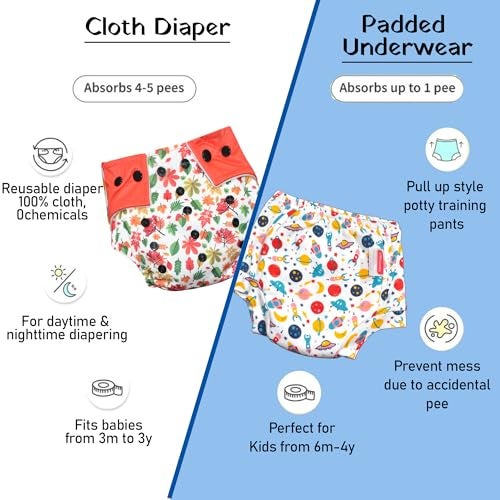 VParents Padded Underwear for Babies and Toddlers with 3 Layers of Cotton Padding Potty Training Pull Up & Diaper-Free Time Pack of 2 (2-3 Years) Lion and galaxy - Image 5