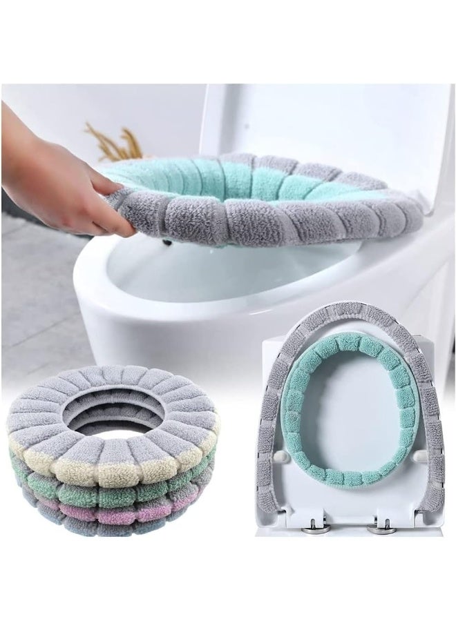 وسادة غطاء مقعد المرحاض المخملية الدافئة - واقي مقعد المرحاض من الفرو - وسادة مقعد حمام ناعمة ومريحة - غطاء سهل التركيب وقابل لإعادة الاستخدام لحمام المنزل - لون عشوائي - Image 1