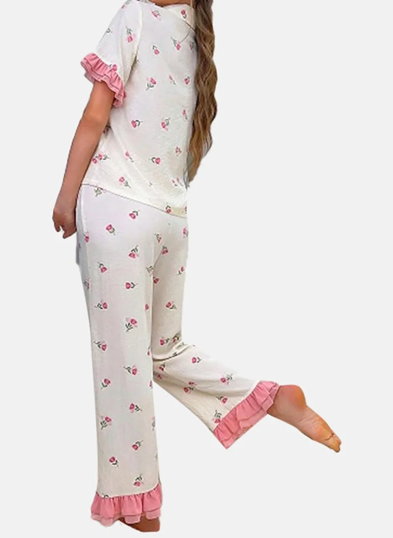 YUNIQEE White Printed Pyjamas & Shirt