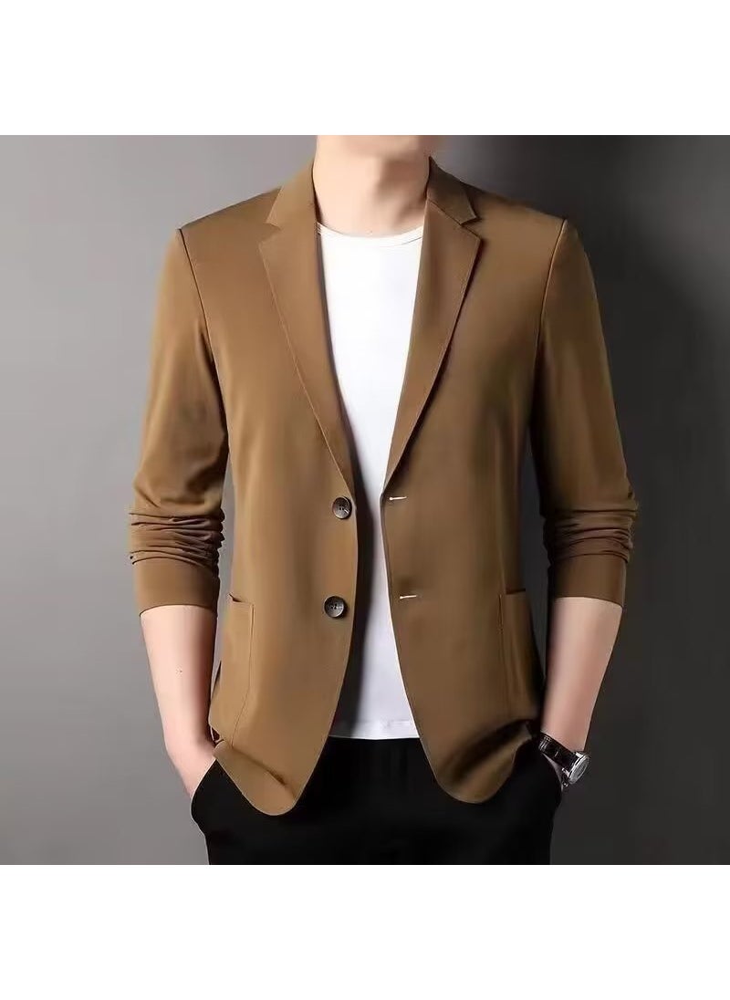 Generic - Mens Summer Ice Silk Thin Casual Suit Jacket Green - Image 1
