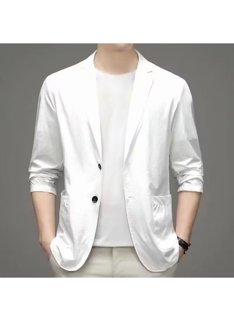Generic - Mens Summer Ice Silk Thin Casual Suit Jacket Green - Image 1