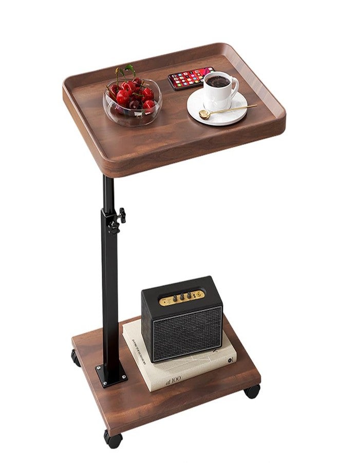 MilleLoom C Shaped End Table Adjustable Height, 360°Swivel TV Tray Table for Small Spaces, Couch Tables That Slide Under, c Shaped Side Tables with Wheels - Image 1