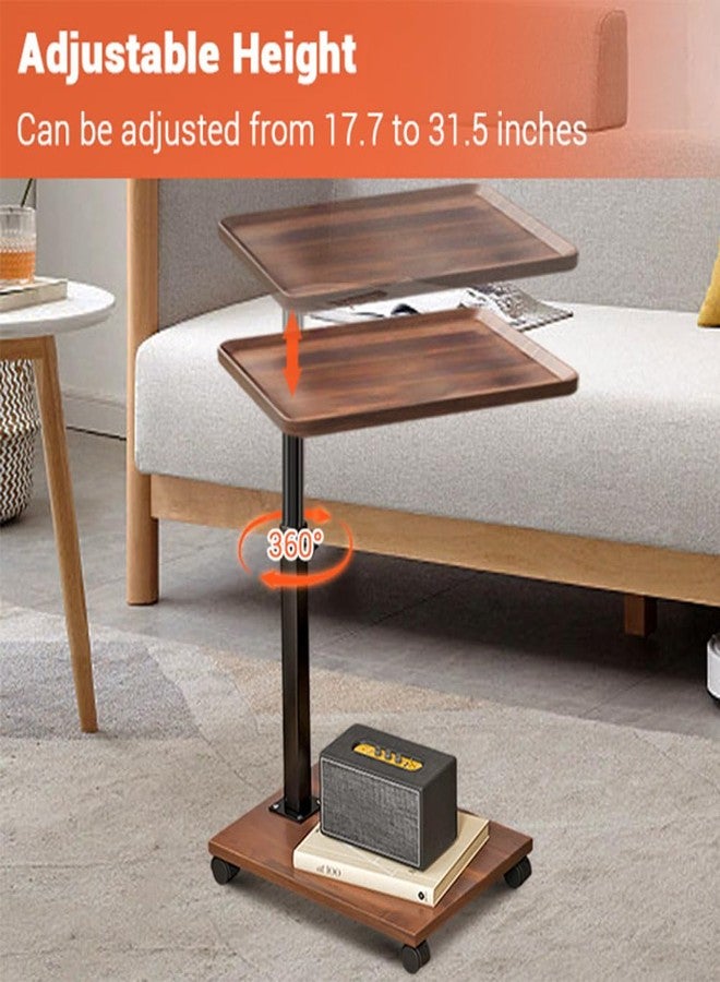 MilleLoom C Shaped End Table Adjustable Height, 360°Swivel TV Tray Table for Small Spaces, Couch Tables That Slide Under, c Shaped Side Tables with Wheels - Image 5