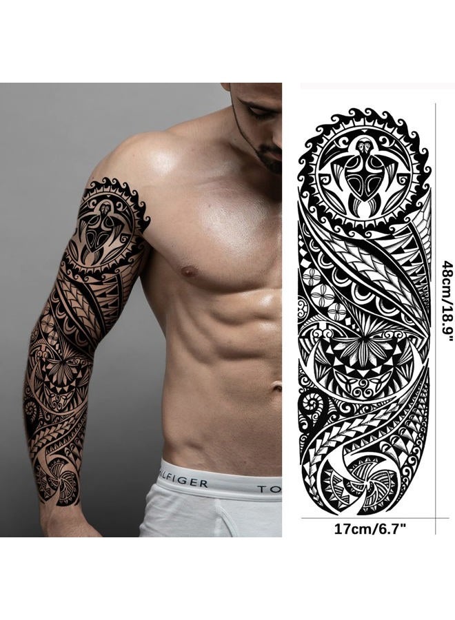 Briyhose Totem Tribal Temporary Tattoo Sleeves, Full Arm Large Polynesian Hawaiian Tribal Fake Tattoos Sleeve For Men Women Adult, Black Viking Maori Temp Tatoo Sticker Leg Body Art Makeup, 6-Sheet - Image 5
