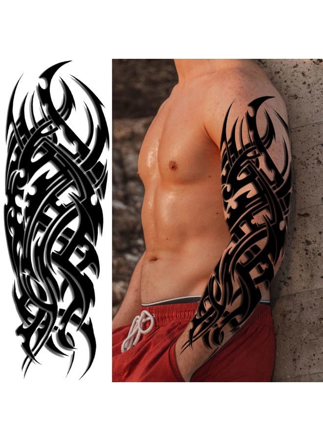 Briyhose Totem Tribal Temporary Tattoo Sleeves, Full Arm Large Polynesian Hawaiian Tribal Fake Tattoos Sleeve For Men Women Adult, Black Viking Maori Temp Tatoo Sticker Leg Body Art Makeup, 6-Sheet - Image 3
