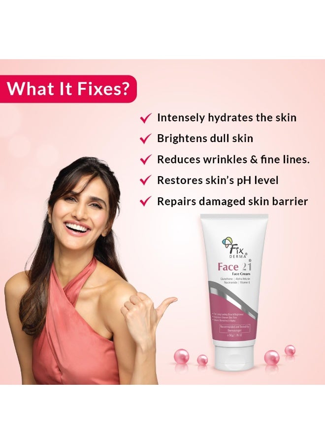 Fixderma Face 21 Cream with Alpha Arbutin | Anti Ageing Cream for Women | Reduces Wrinkles and Fine Lines - 50 gm - Image 2