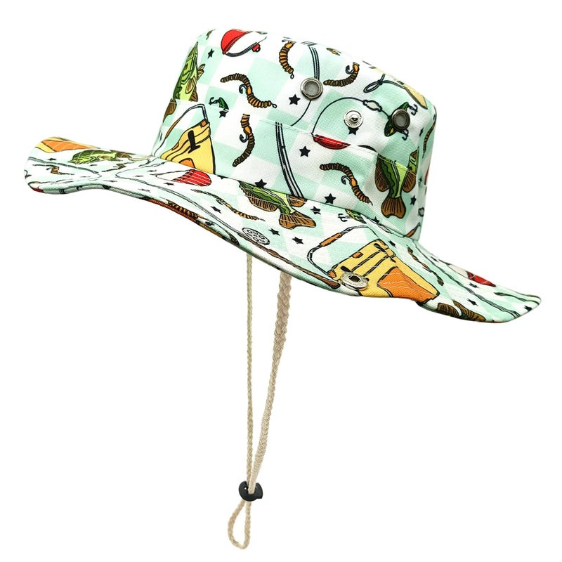 Enodtter Bass Fish Bucket Hat, Fishing Gifts for Men Women, Outdoor Summer Wide Brim Packable Printed Beach Sun Hats for Fisherman - Image 1