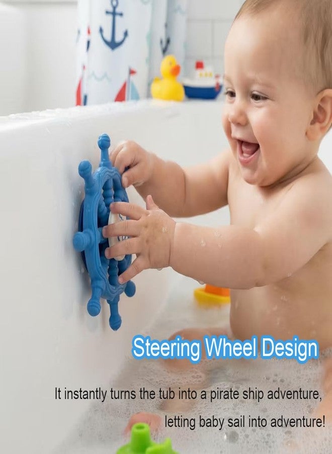 Tendry Baby Suction Spinner Toys for Bathtub, Silicone Toddler Bath & High Chair Toys for 1 Year Old Boy/Girl Birthday Gift, Interactive Ship Steering Wheel InfantToy for Car Window Travel - Image 2