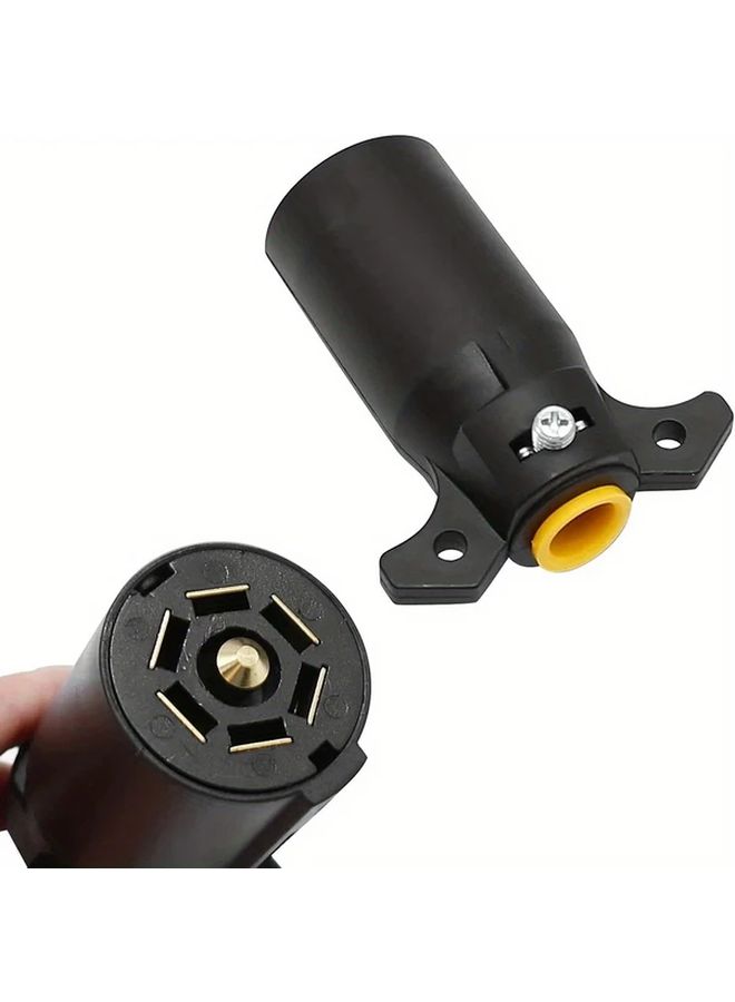 Black 7 Way RV Trailer Plug Connector Flat Blade Male End Wiring Harness Replacement - Image 5
