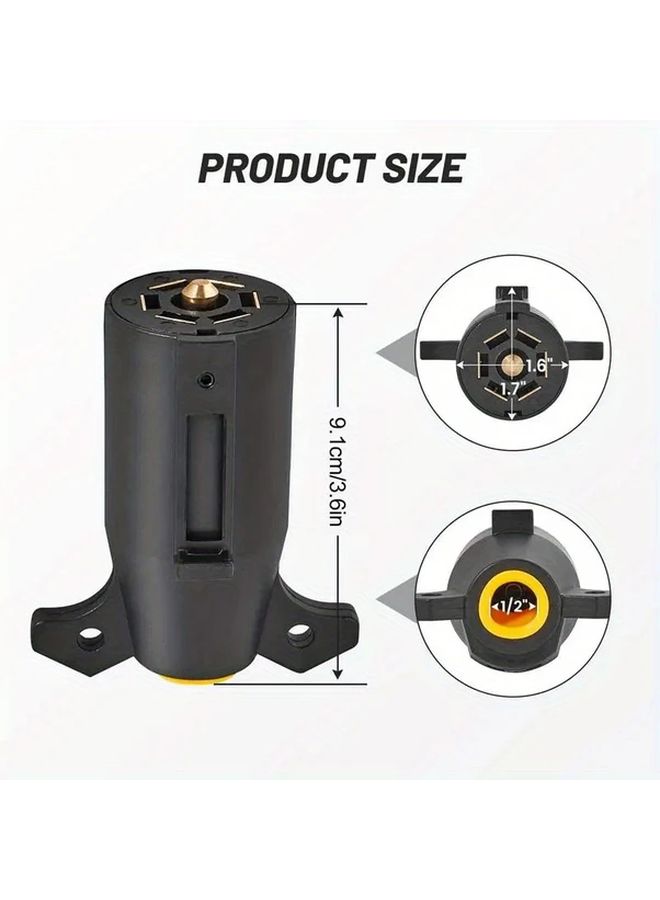Black 7 Way RV Trailer Plug Connector Flat Blade Male End Wiring Harness Replacement - Image 3