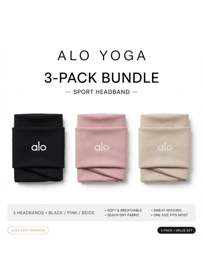 Alo Yoga Alo Sport Headband - Yoga Gym Headband for Women - Stretchy Cotton Hair Band - Metallic Alo Logo - Workout Makeup Face Wash Headband - 3 Colors - Image 4