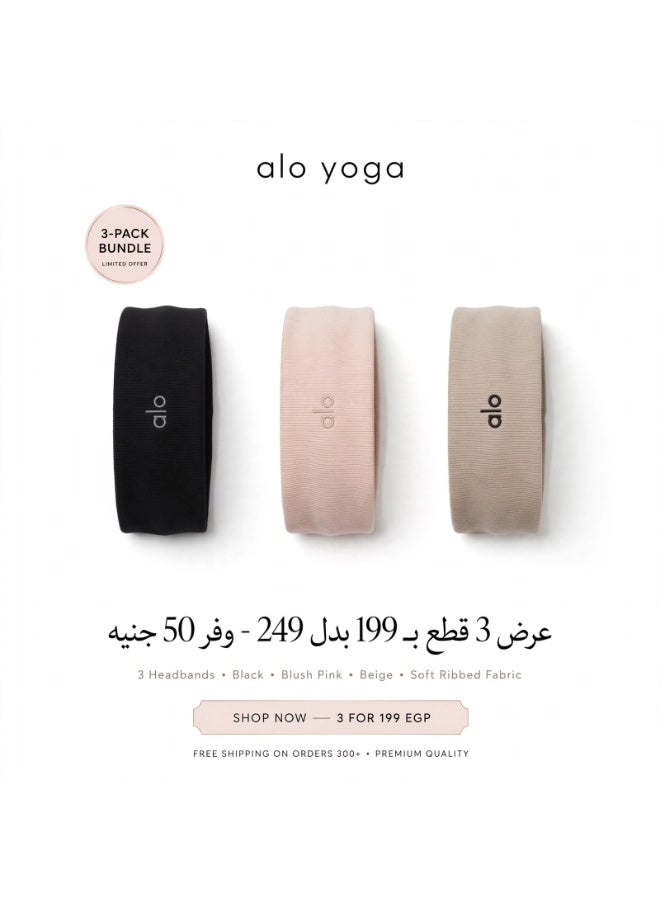 Alo Yoga Alo Sport Headband - Yoga Gym Headband for Women - Stretchy Cotton Hair Band - Metallic Alo Logo - Workout Makeup Face Wash Headband - 3 Colors - Image 5
