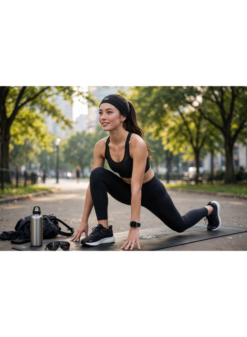 Alo Yoga Alo Sport Headband - Yoga Gym Headband for Women - Stretchy Cotton Hair Band - Metallic Alo Logo - Workout Makeup Face Wash Headband - 3 Colors - Image 3