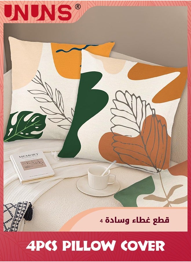 UNUNS - Set Of 4 Cushion Covers,Abstract Boho Pillow Covers,18x18 Inches Cushion Couch Sofa Pillowcases,For Couch Sofa Bed Indoor Outdoor Patio Home Decor - Image 1