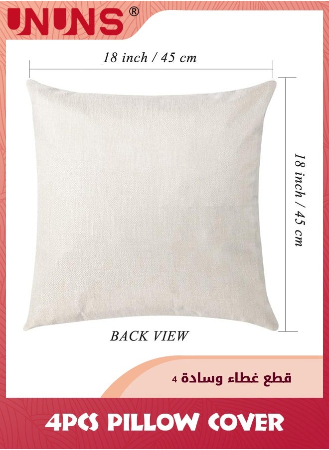 UNUNS - Set Of 4 Cushion Covers,Abstract Boho Pillow Covers,18x18 Inches Cushion Couch Sofa Pillowcases,For Couch Sofa Bed Indoor Outdoor Patio Home Decor - Image 1