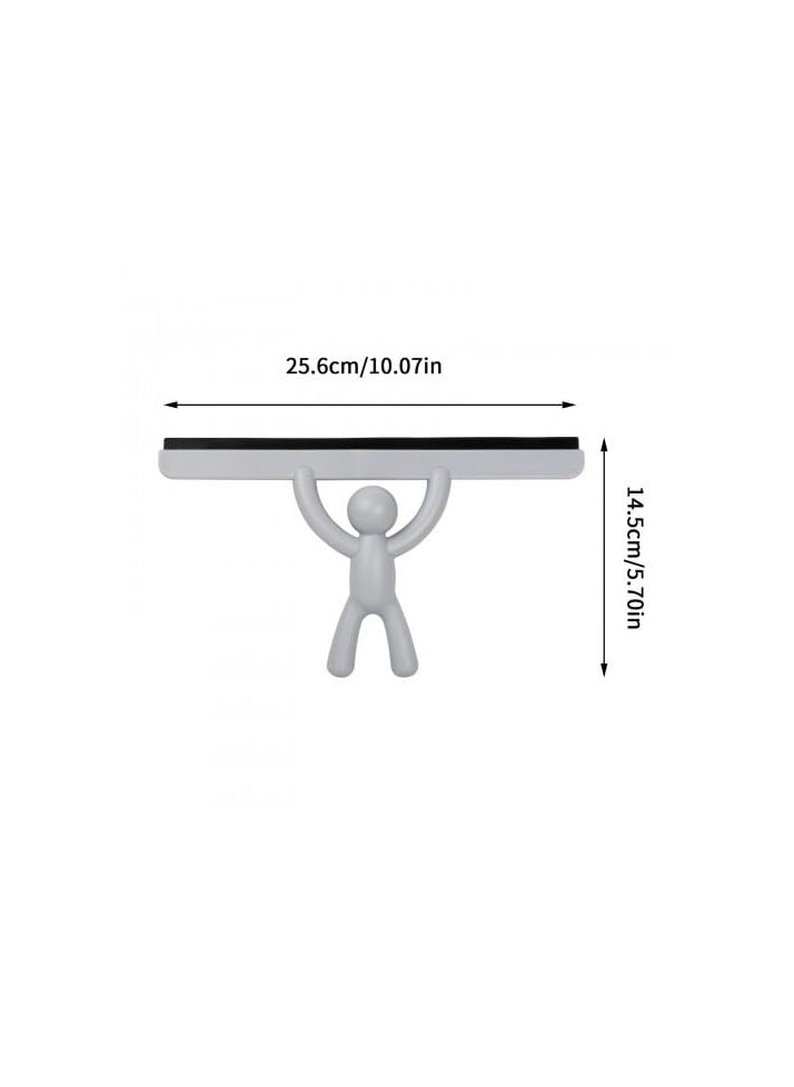 SYOSI Shower Squeegee with Man Handle, Window Glass Scraper, Rubber Window Cleaner Scrubber, Shower Screen Wiper, Multi-Purpose Squeegee for Mirror, Car, Window and Glass Bathroom, Kitchen (Grey)  - Image 3