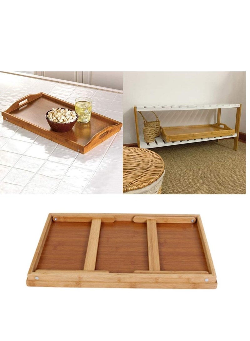 صينية إفطار من الخيزران مع مقبض وأرجل قابلة للطي، طاولة كمبيوتر سرير مستطيلة قابلة للطي 50x30 سم - Image 4