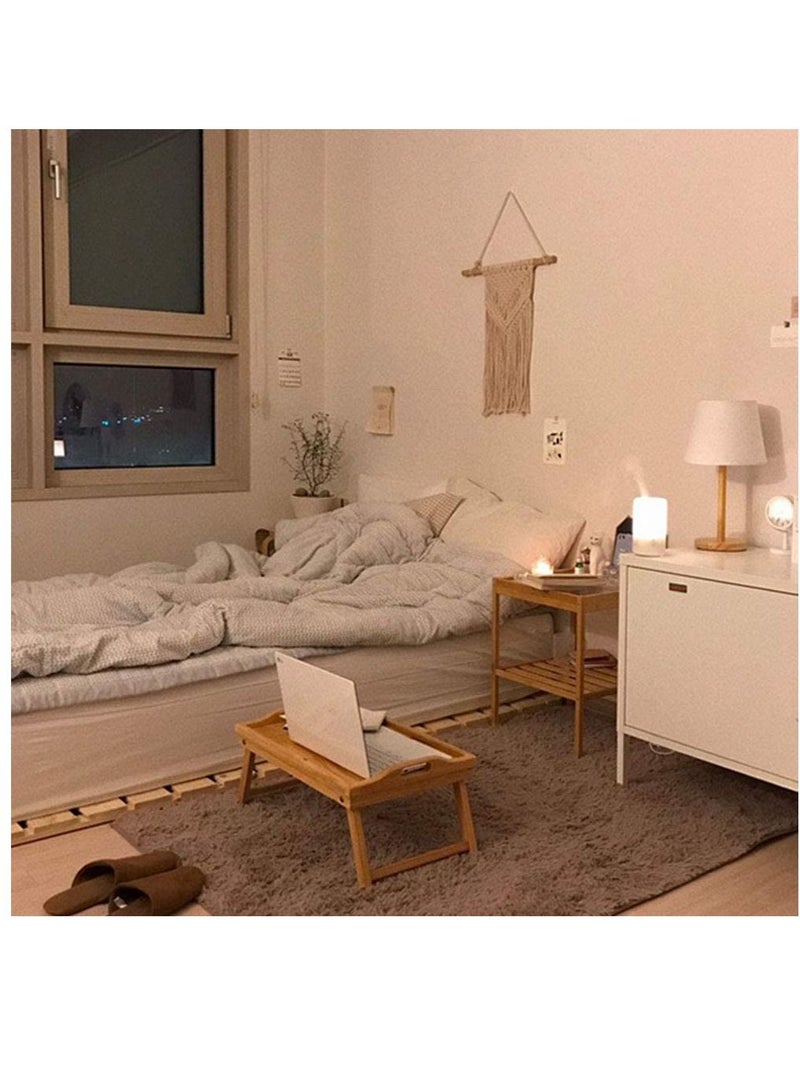 صينية إفطار من الخيزران مع مقبض وأرجل قابلة للطي، طاولة كمبيوتر سرير مستطيلة قابلة للطي 50x30 سم - Image 5