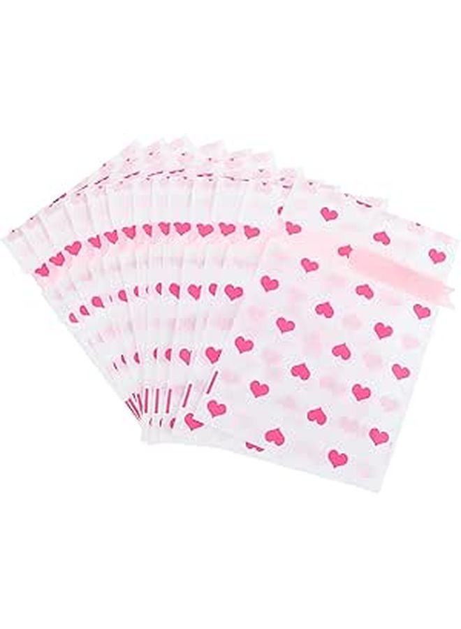 Small Pink Heart Drawstring Bags 50 Pcs For Party Favors Wedding Candy Cookie Storage Pouches - Image 1