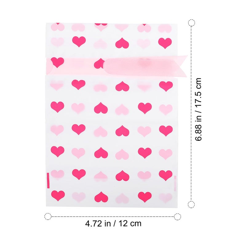 Small Pink Heart Drawstring Bags 50 Pcs For Party Favors Wedding Candy Cookie Storage Pouches - Image 3