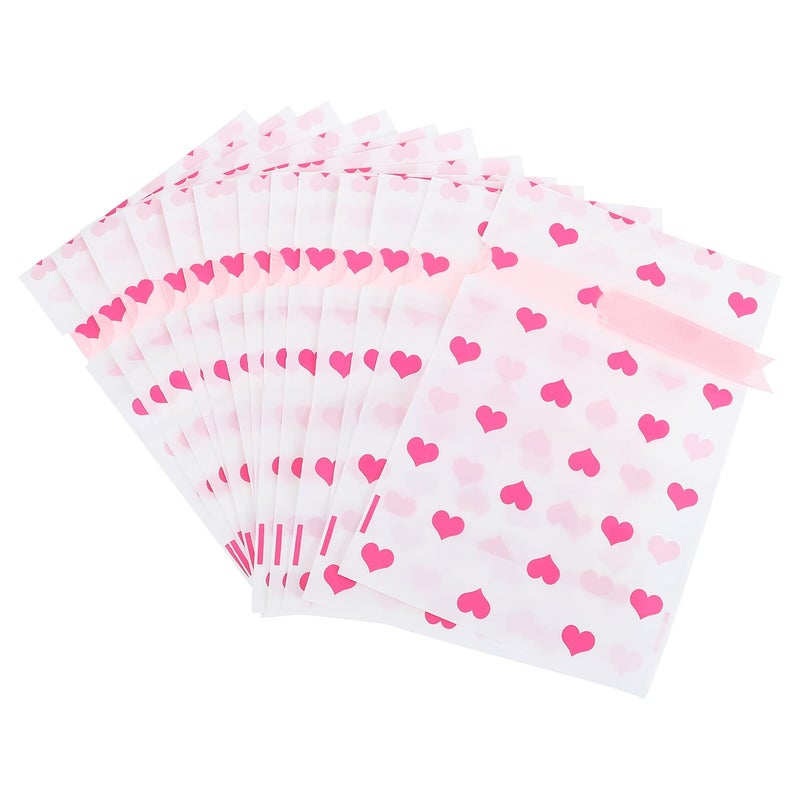 Small Pink Heart Drawstring Bags 50 Pcs For Party Favors Wedding Candy Cookie Storage Pouches - Image 2