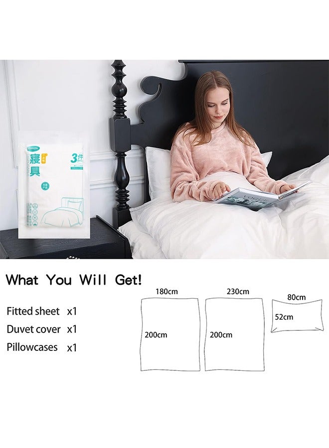 Disposable Bedding Set for Travel 4-Piece Disposable Bed Sheets *1 Quilt Cover *1 and Pillow Case *2 for Hotel and Travel Portable Disposable Sheet Travel Bedding Cover Bed Sheets Set Disposable  - Image 2