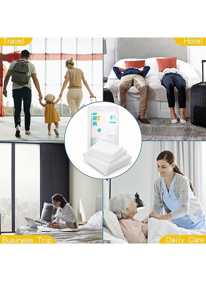 Disposable Bedding Set for Travel 4-Piece Disposable Bed Sheets *1 Quilt Cover *1 and Pillow Case *2 for Hotel and Travel Portable Disposable Sheet Travel Bedding Cover Bed Sheets Set Disposable  - Image 5