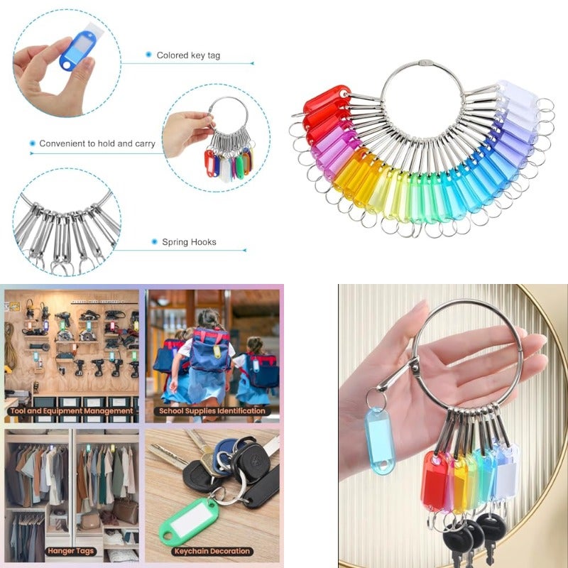 30 قطعة بطاقة مفتاح بلاستيكية ملونة مع رموز تعريف المفاتيح - Image 1