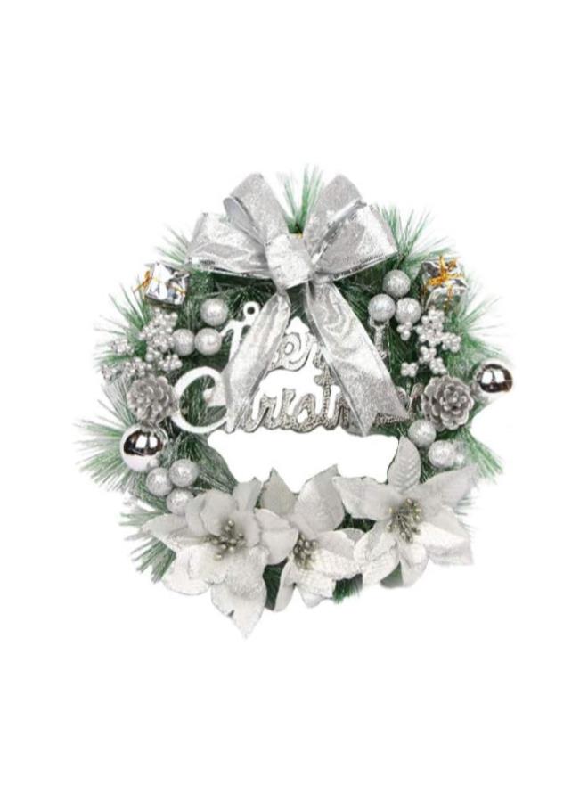 klarako Front Door Wreath Christmas Wreath, Christmas Garland 30cm Silver Christmas Wreath Decorations for Home Front Porch Decor - Image 1