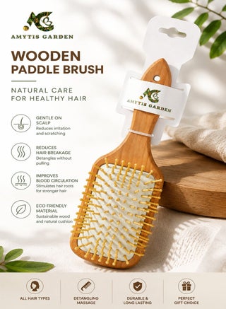 Hair Brush Wooden Anti Static Comb Beige - view 2