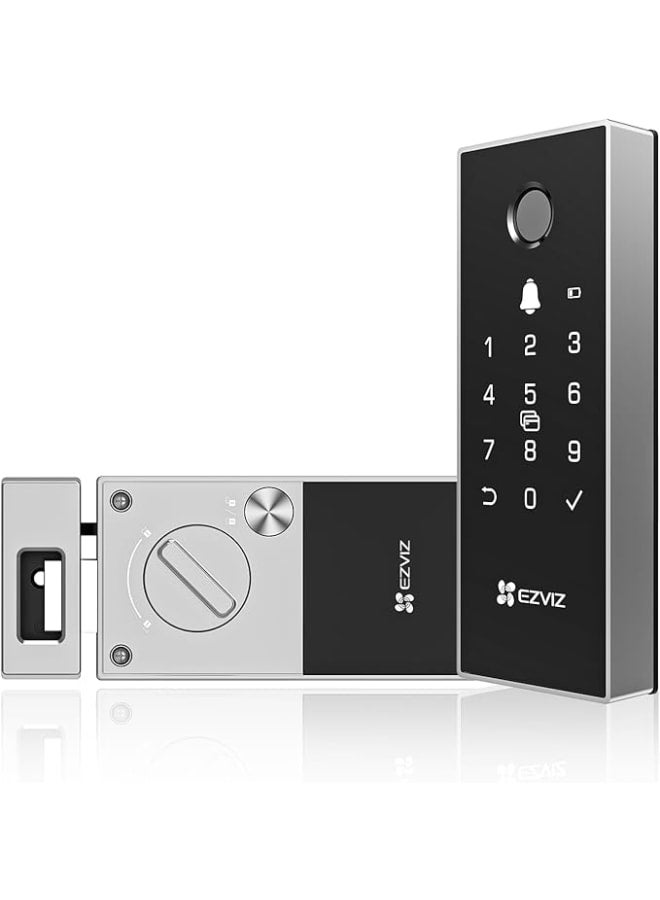 إيزفيز قفل باب ذكي DL03 برو بخاصية الغلق التلقائي مزود بـ 5 طرق للفتح بما في ذلك بصمة الإصبع وإمكانية كشف محاولات الاختراق مناسب للأبواب بسمك من 20 إلى 65 ملم مع إمكانية الفتح عن بُعد عبر التطبيق من EZVIZ - Image 1