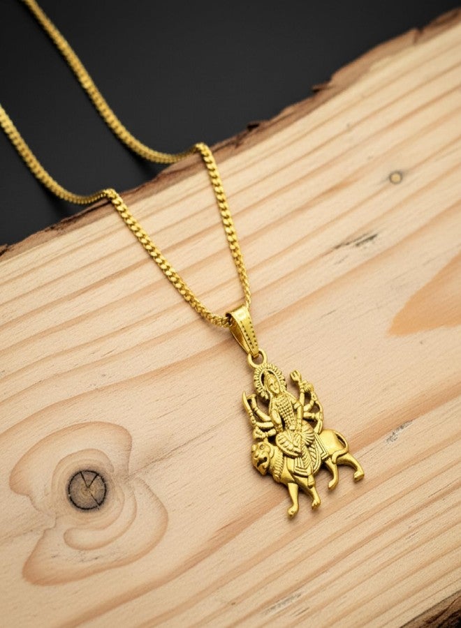 CHARMS Durga Maa Gold Finish Pendant – Powerful Sherawali Mata Devotional with Chain - Image 2