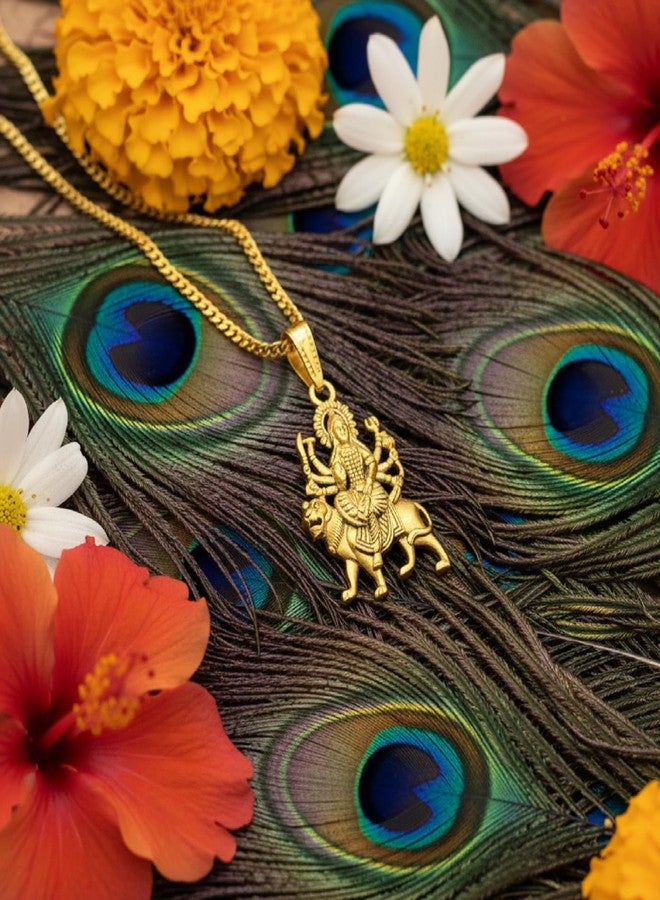 CHARMS Durga Maa Gold Finish Pendant – Powerful Sherawali Mata Devotional with Chain - Image 4