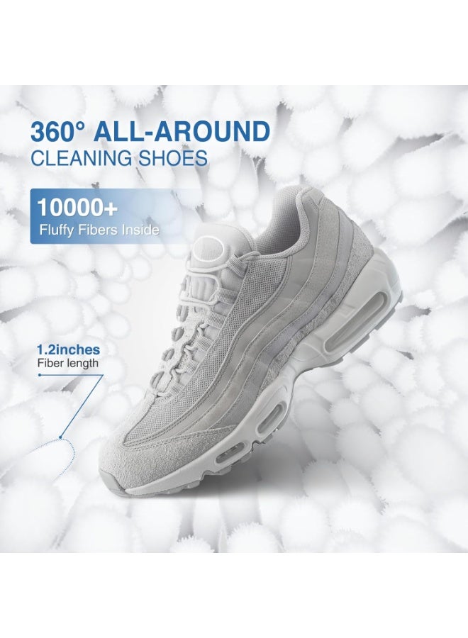 Shoe Washing Bag for Washing Machine, Fluffy Fibers Keep 360° Wrap-around Cleaning, 2 Pairs Adjustable Shoe Trees, Durable Hidden Zipper Reusable Shoe Laundry Bag for Sneaker Gym Shoes White - Image 2