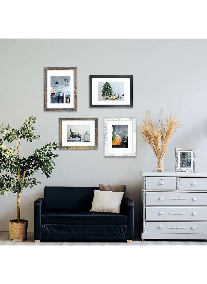 erorex A4 Photo Frames Set Of 3 Matted For 6X8 Or Display A4 Without Mount Glass Window Tabletop Or Wall Mount Black  - Image 5