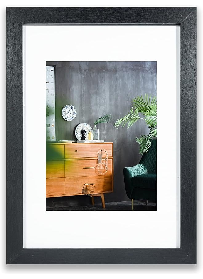 erorex A4 Photo Frames Set Of 3 Matted For 6X8 Or Display A4 Without Mount Glass Window Tabletop Or Wall Mount Black  - Image 2