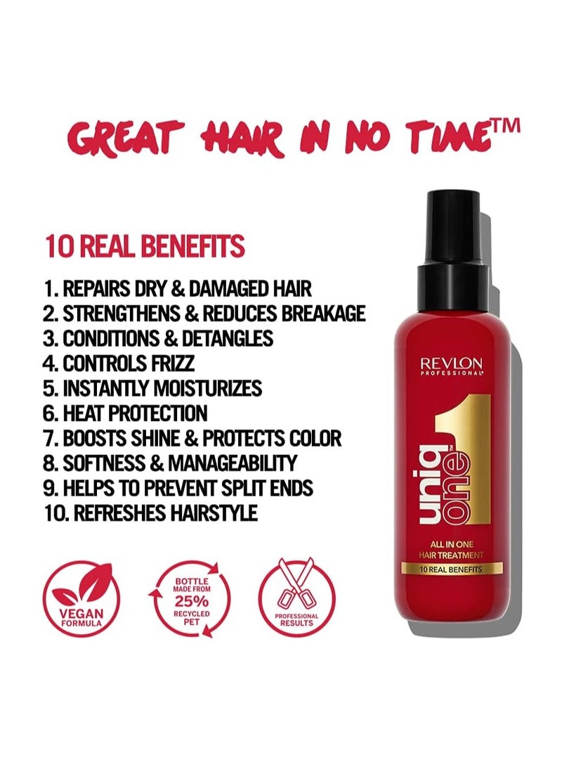 Revlon Professional Uniqone Hair Treatment Moisturizing Leave in Hair Treatment Repair for Damaged Hair Hair Treatment Classic Fragrance 150 ml - Image 2