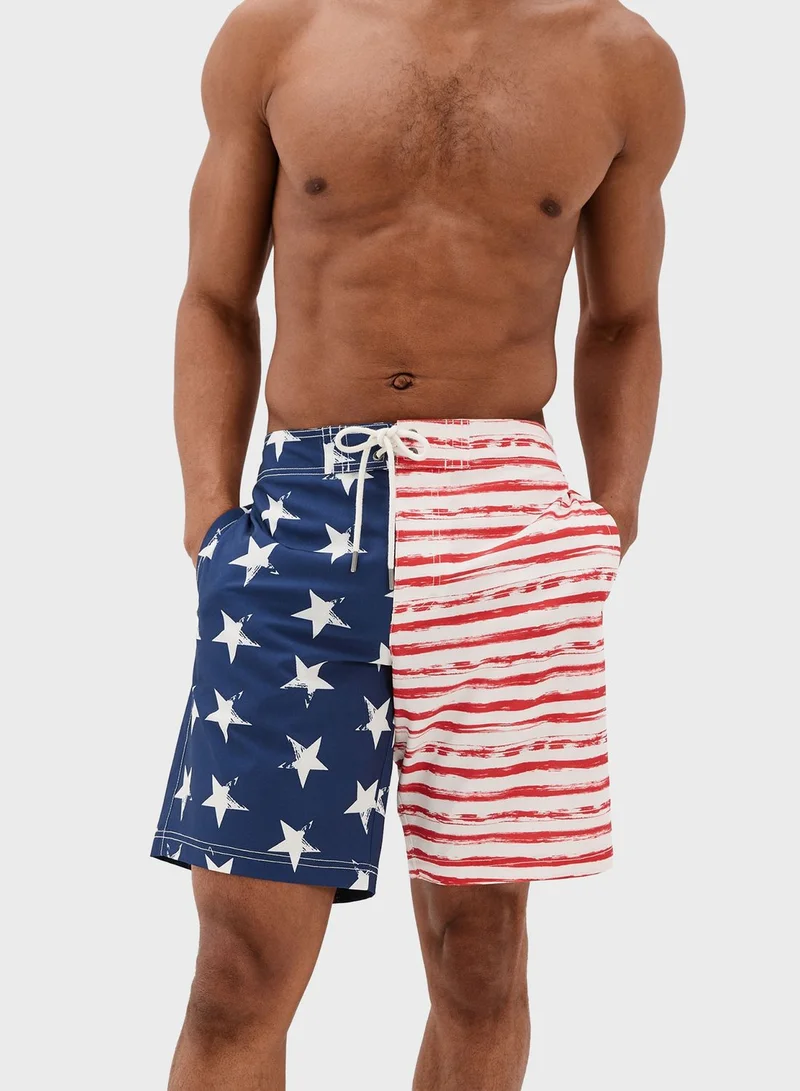 American Eagle Flag Print Swim Shorts