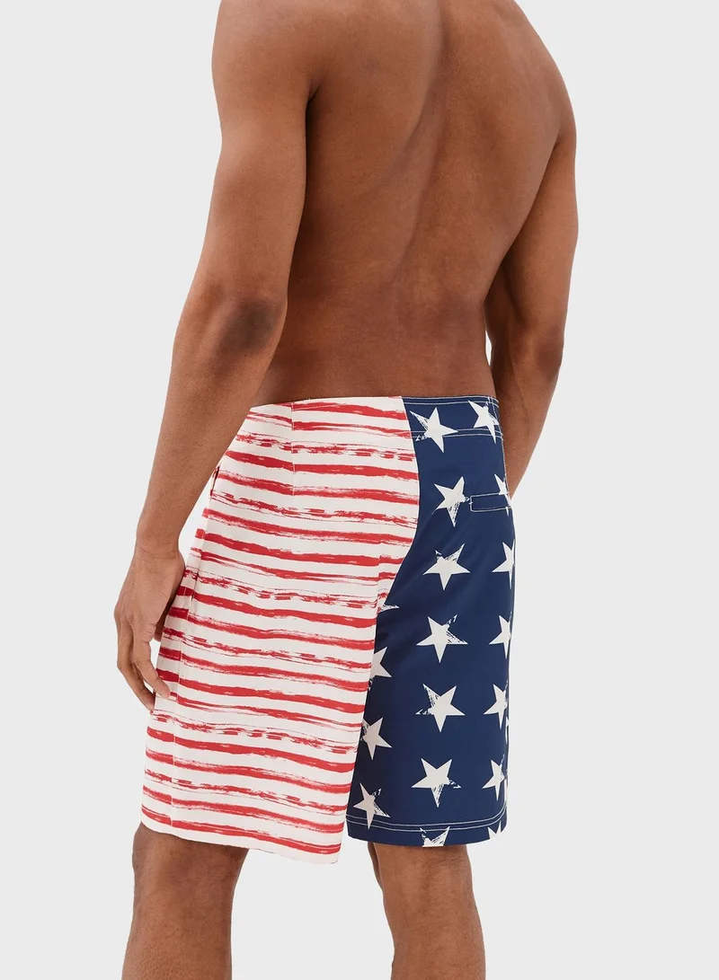 American Eagle Flag Print Swim Shorts
