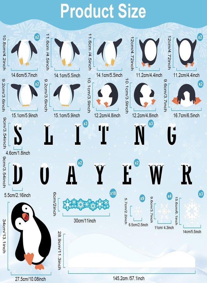 CHUNNIN 70PCS Winter Penguin Snowflakes Cutouts Kit DIY Photo Sliding INTO A New Year Bulletin Board Set for School Holidays Classroom Decor - Image 2