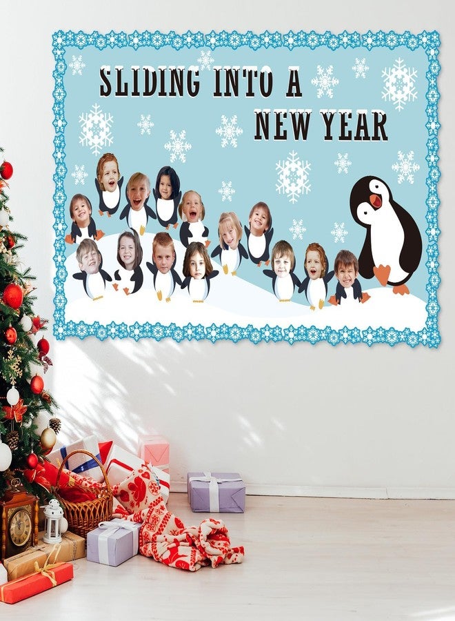 CHUNNIN 70PCS Winter Penguin Snowflakes Cutouts Kit DIY Photo Sliding INTO A New Year Bulletin Board Set for School Holidays Classroom Decor - Image 3