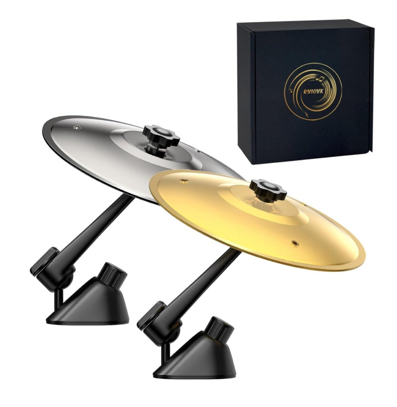 RYIOYK Mini Car Crash Cymbal for Air Vent (2 Pack), Car Drum Crash Cymbal for Endless Rhythmic Fun, Crisp Sound Percussion Drum Accessory, Fun Dashboard Accessory for All Type of Vehicles (Gold and silver) - Image 1