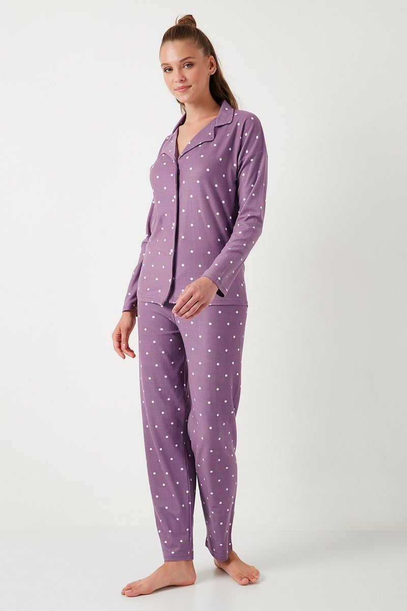 Lela Stretch Standard Fit Buttoned Pajama Set Women's Pajama Set 60956601  - Image 3